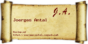 Joerges Antal névjegykártya